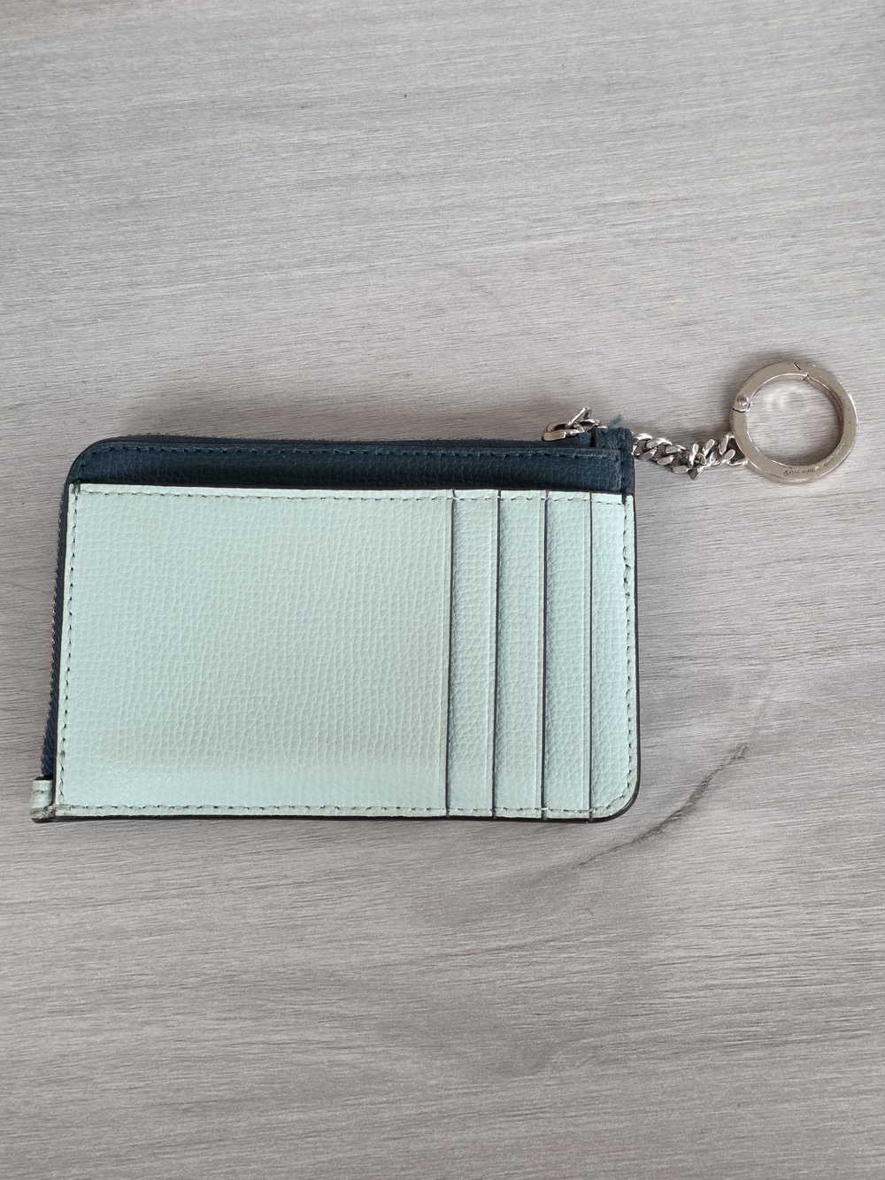 kate spade New York Mint & Teal Zip Card Case Keyring - Picture 2 of 5
